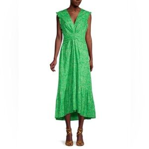 NWT Derek Lam 10 Crosby Kris Paisley Green Maxi Dress Size 18 $495